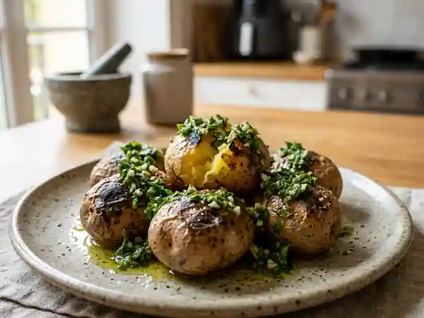 Pommes de terre braisées et salsa verde vive - Photo de présentation