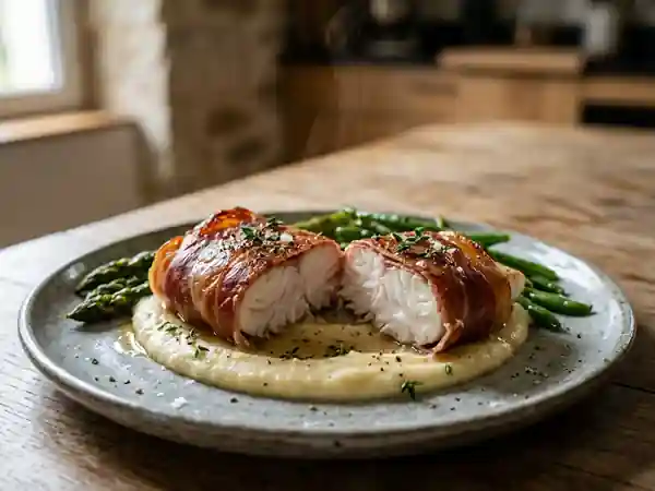 Sandre en Croûte de Prosciutto : Recette Élégante et Savoureuse - Photo de présentation