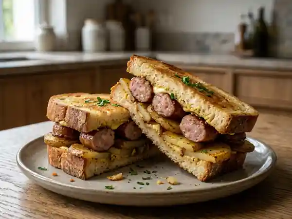 Sandwich Rustique Saucisse et Patates Fondantes - Photo de présentation