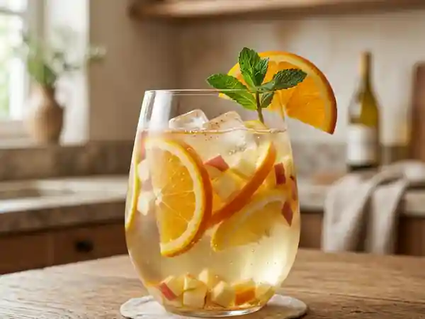 Sangria blanche fruitée et rafraîchissante - Photo de présentation