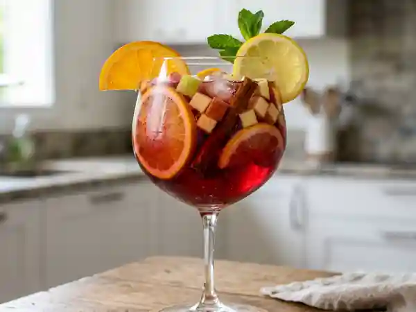 Sangria rouge fraîche et épicée aux agrumes - Photo de présentation