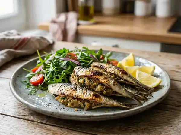 Sardines farcies au four, farce aillée croustillante - Photo de présentation