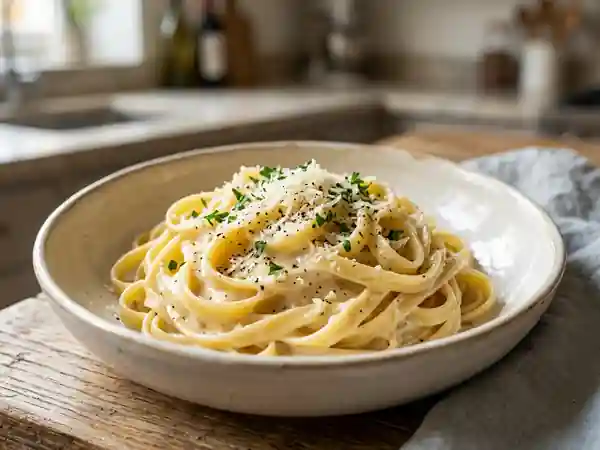 Sauce Alfredo crémeuse et onctueuse pour pâtes - Photo de présentation