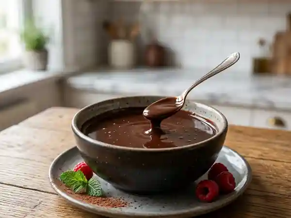 Sauce au chocolat fondu onctueuse qui ne durcit pas : recette facile et rapide - Photo de présentation