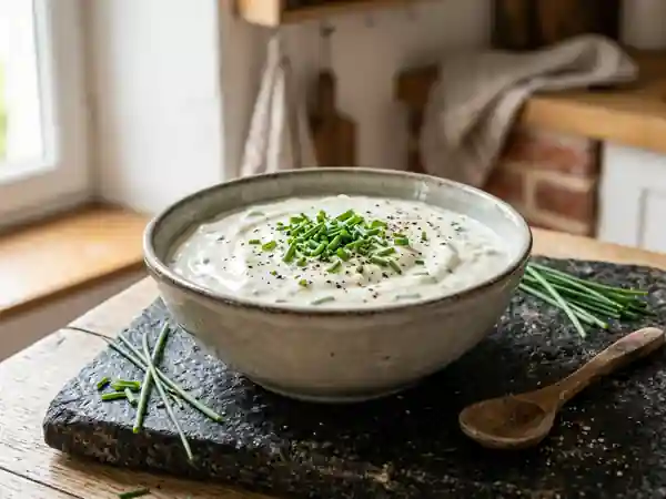Sauce au fromage blanc onctueuse pour pierre de cuisson - Photo de présentation