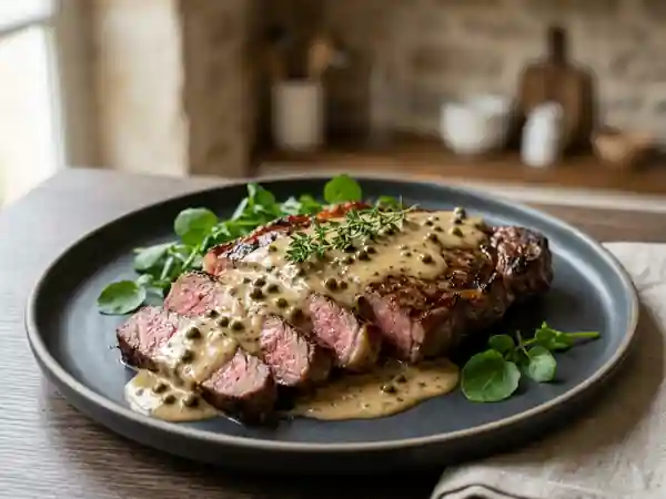 Sauce onctueuse au poivre vert et cognac - Photo de présentation