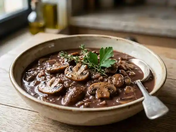 Sauce Onctueuse au Vin Rouge et Champignons - Photo de présentation
