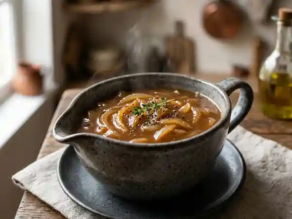 Sauce brune aux oignons caramélisés - Photo de présentation