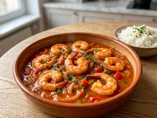 Crevettes à la créole : sauce tomate épicée - Photo de présentation