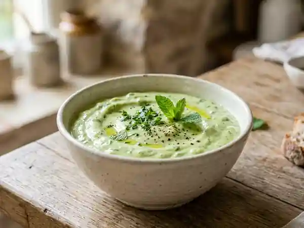 Crème d'avocat onctueuse au yaourt et menthe - Photo de présentation