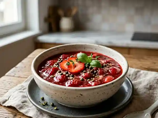 Coulis de fraises onctueux au poivre vert - Photo de présentation