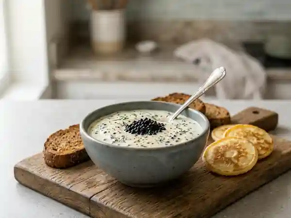 Crème iodée aux œufs de lump et aneth - Photo de présentation