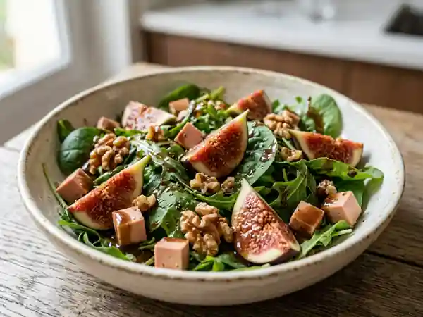 Vinaigrette Fondante Figues, Foie Gras et Noix - Photo de présentation