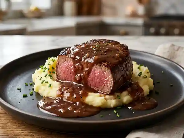 Sauce onctueuse au vin rouge et échalotes - Photo de présentation