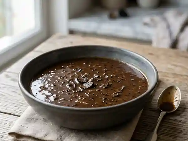 Sauce Périgueux traditionnelle au vin rouge et truffes - Photo de présentation