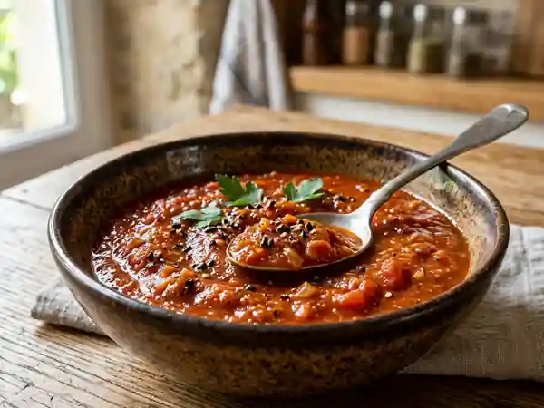 Sauce rouge au poivre intense et savoureuse - Photo de présentation