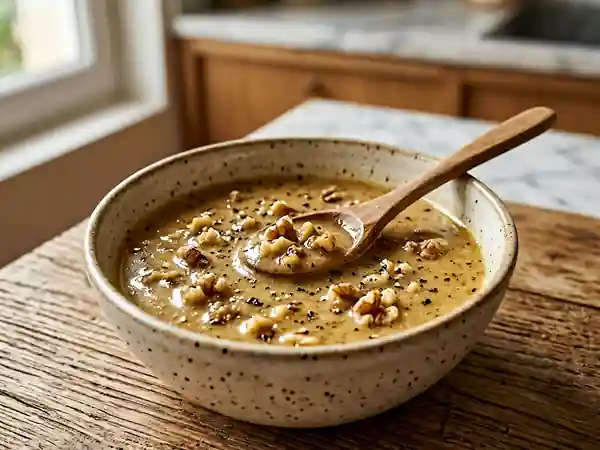 Vinaigrette crémeuse à l'huile de noix et miel - Photo de présentation