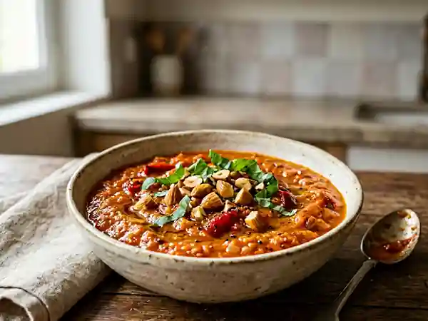 Sauce tomate veloutée au poivron et amandes - Photo de présentation