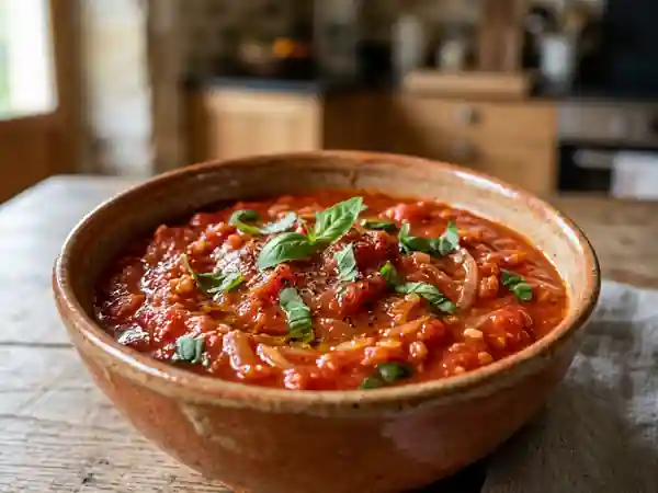 Sauce tomate onctueuse au basilic frais - Photo de présentation
