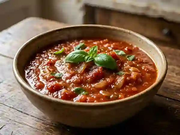 Sauce tomate onctueuse au basilic frais - Photo de présentation