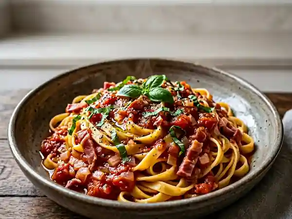 Sauce tomate onctueuse au jambon cru et basilic - Photo de présentation