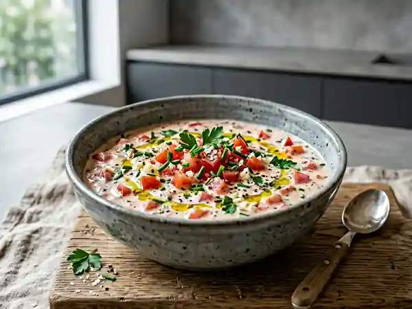 Sauce yaourt fraîche aux tomates pour accompagner vos plats - Photo de présentation