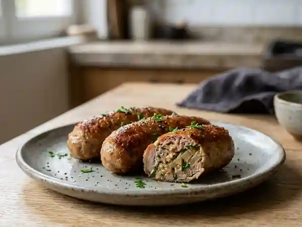 Saucisses fondantes à la mie de pain et persillade - Photo de présentation