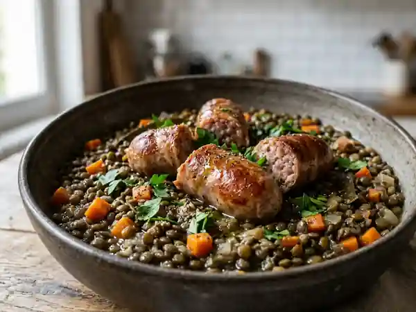 Saucisses de Porc et Lentilles Fondantes - Photo de présentation