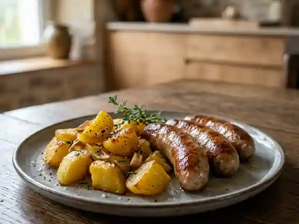 Poêlée de saucisses et pommes de terre fondantes - Photo de présentation