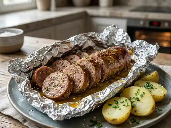 Saucisson à cuire fondant en papillote - Photo de présentation
