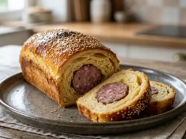 Saucisson brioché doré et moelleux - Photo de présentation