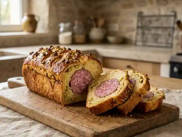 Saucisson en brioche moelleuse à la pistache - Photo de présentation