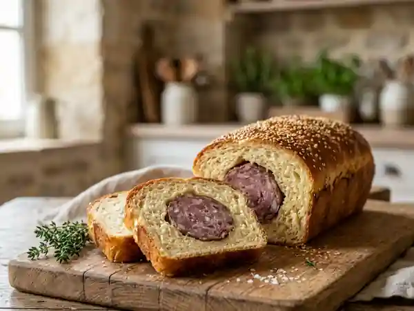 Saucisson brioché au cœur tendre et doré - Photo de présentation