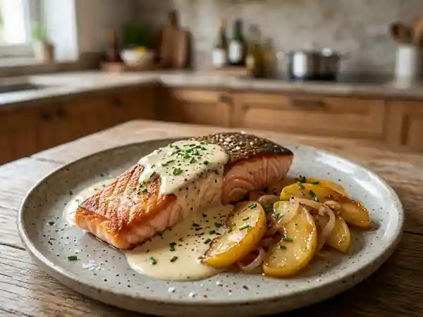 Saumon Crèmeux au Calvados et Pommes - Photo de présentation