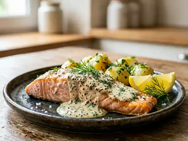 Saumon fondant à l'aneth et crème citronnée - Photo de présentation