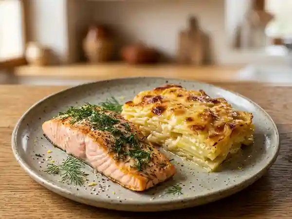 Saumon à l'aneth et son gratin onctueux - Photo de présentation