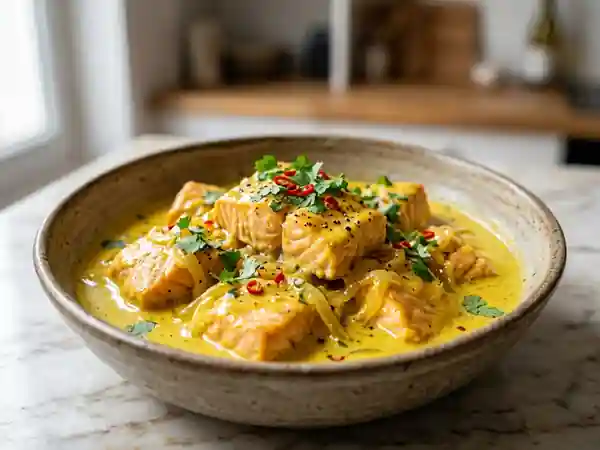 Saumon au curry express au micro-ondes : recette savoureuse et rapide - Photo de présentation