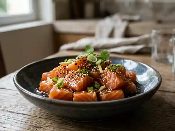 Saumon mariné au soja et sésame torréfié - Photo de présentation