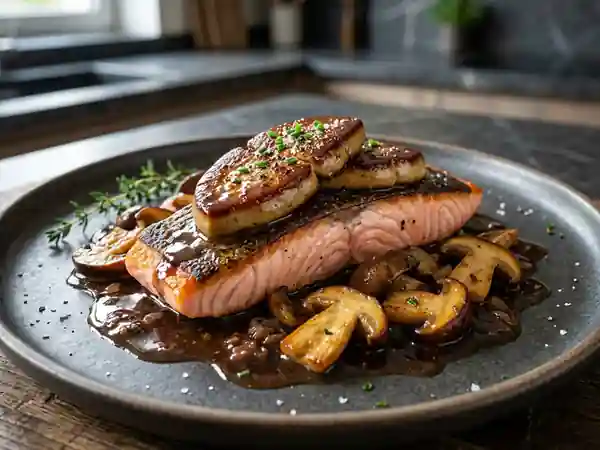 Saumon Fondant au Foie Gras et Cèpes - Photo de présentation