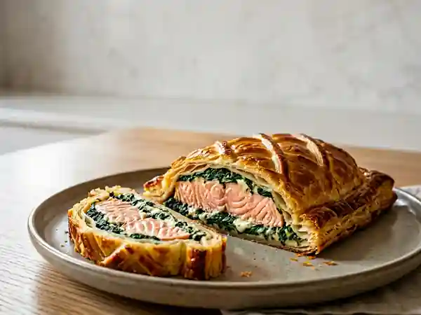 Saumon feuilleté au fromage frais et épinards - Photo de présentation