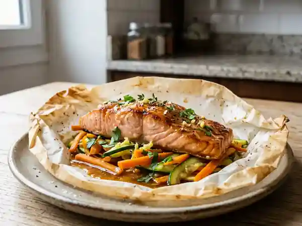 Saumon en papillote sucré-salé : recette facile et savoureuse - Photo de présentation