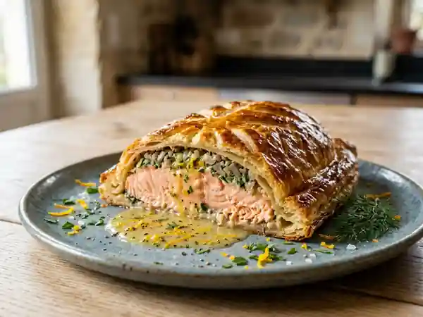Saumon feuilleté au beurre d'agrumes fondant - Photo de présentation