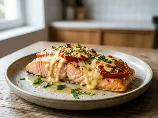 Saumon fondant à la mozzarella gratinée - Photo de présentation