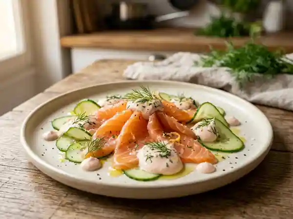 Saumon fondant, concombre croquant et tarama - Photo de présentation