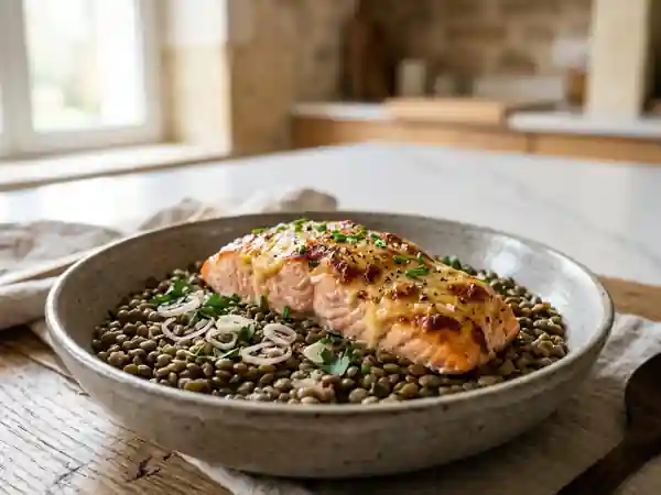 Saumon Fondant et son Gratin de Lentilles - Photo de présentation
