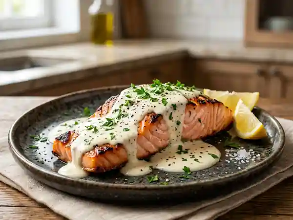 Saumon grillé, crème onctueuse au citron - Photo de présentation