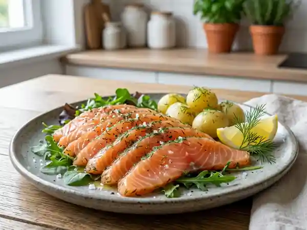 Saumon mariné au gros sel et à l'aneth : recette facile et savoureuse - Photo de présentation