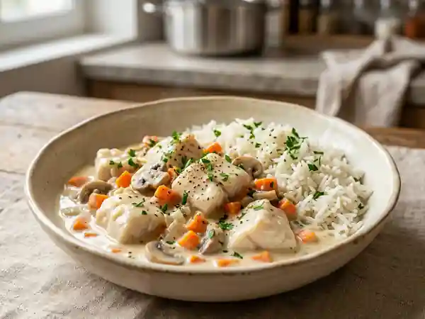 Saumonette crémeuse aux petits légumes - Photo de présentation