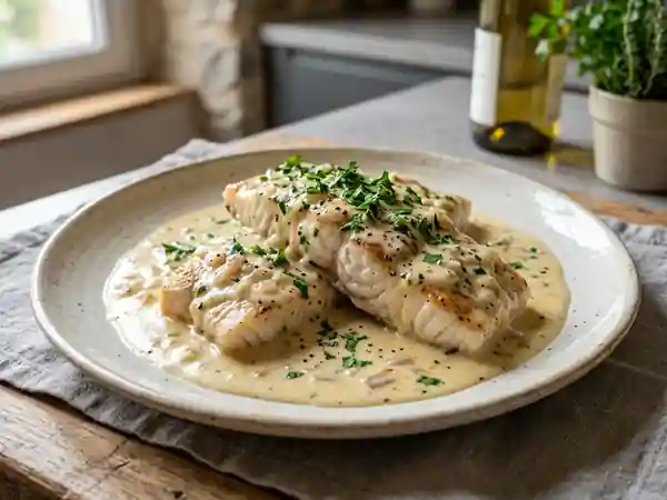 Saumonette Fondante au Vin Blanc et Crème - Photo de présentation