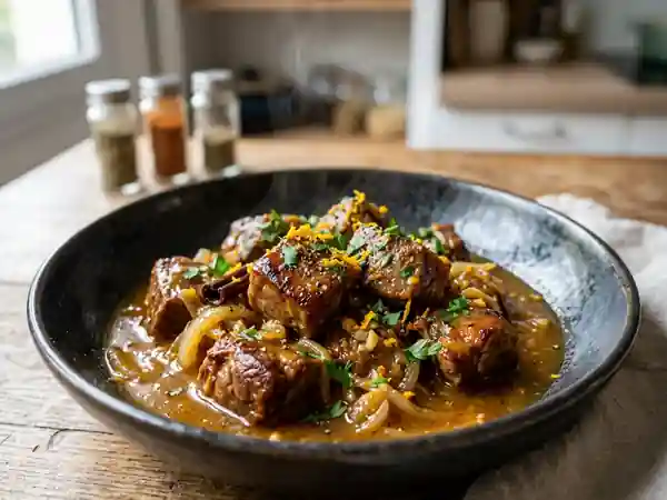 Sauté d'agneau à l'orange et à la cannelle : recette savoureuse et parfumée - Photo de présentation